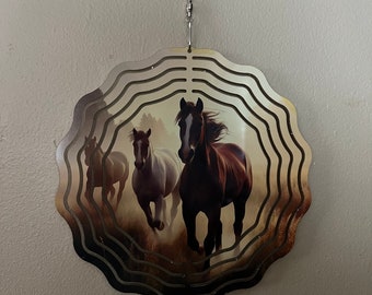 8 inch Wind Spinner with Crystal Dangle, Horses