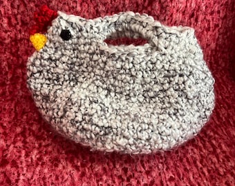 Crocheted Chicken Purse - Grey