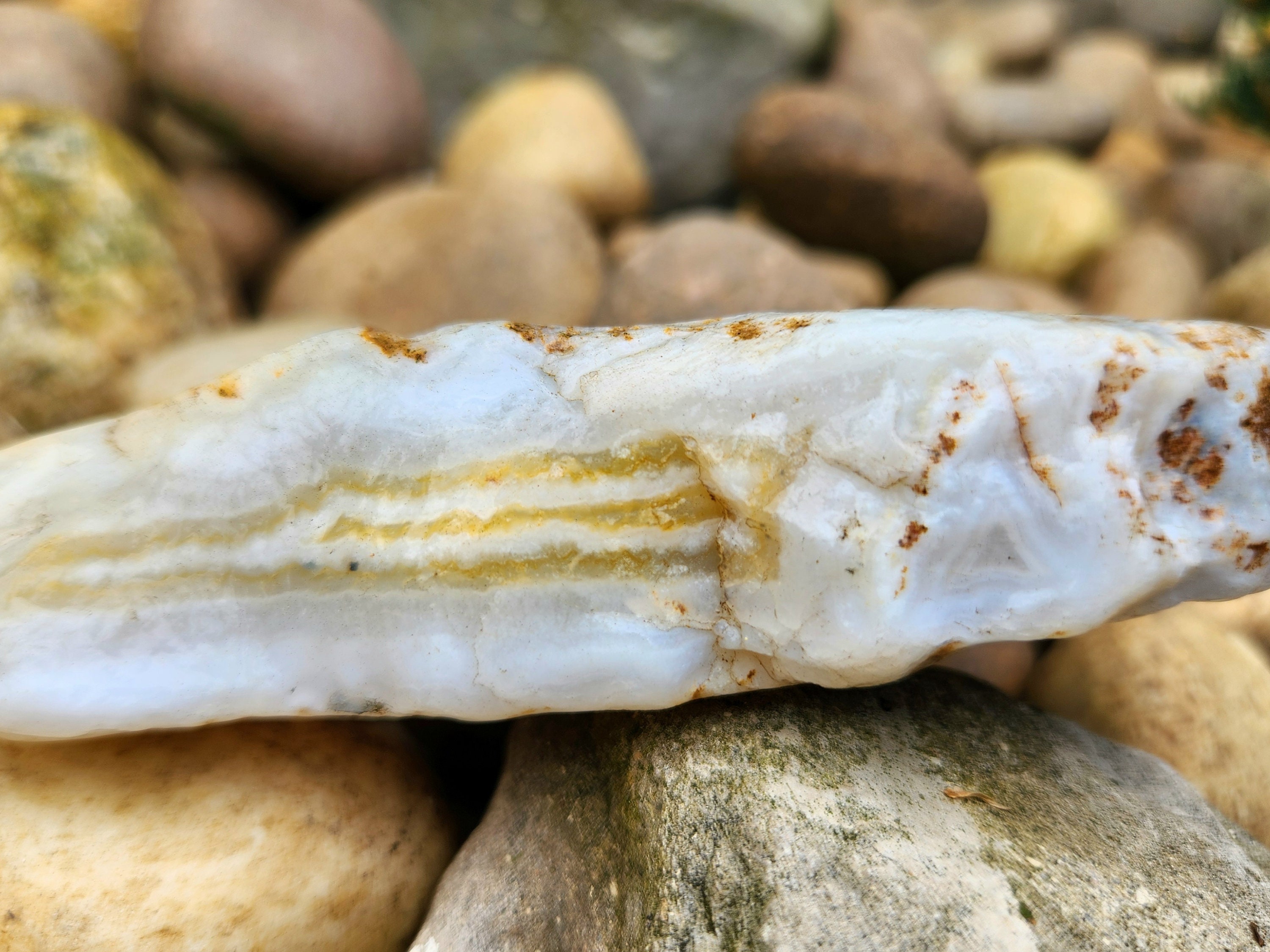 White Seam Agate, White Agate, Carnelian Agate, Banded Agate, 10.9