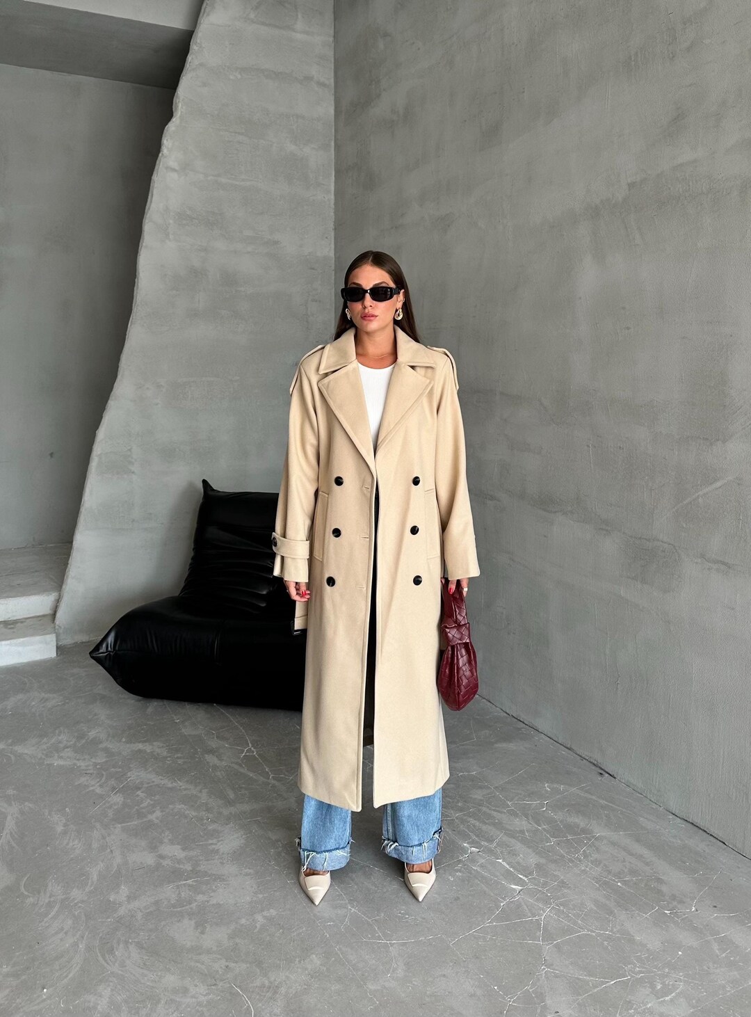 Teresa Coat Woman – Long Warm Lined Winter Coat with Elegant Finish & Fitted Cut main image 1