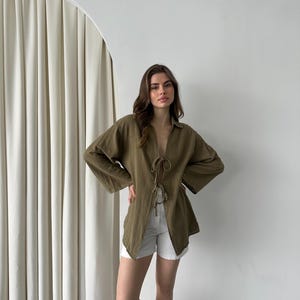 Women Linen Kimono Robe, Oversize Kimono Jacket, Bridal Kimono Blouse, Japanese Lounge Wear, Long Maxi Blouse, Women Long Sleeve Blouse