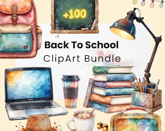 Paquete de imágenes prediseñadas de regreso a clases: más de 100 PNG escolares para planificadores, pegatinas y profesores (descarga digital)