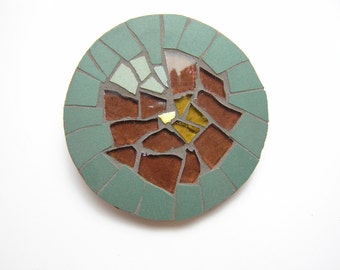 fridge magnet - Mosaic with stained glass and ceramic tiles