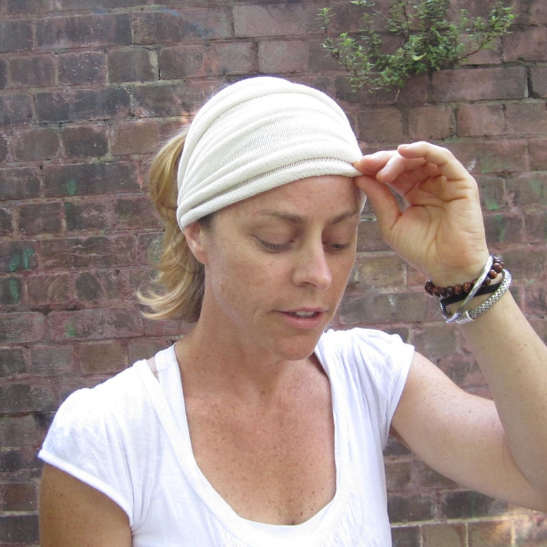 2 2 White Kundalini Yoga Head wraps head cover neck warmer hair tie set yoga and White Tantric wear image 3