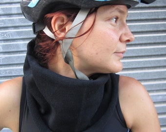 Cycle Scarf Cowl neck wrap Jet Black set for Women or Men