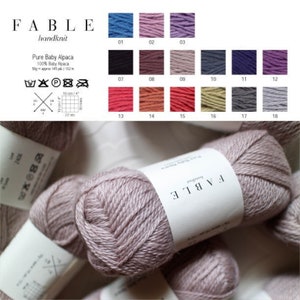 100% Baby Alpaca Yarn from Peru, DK Weight, 50 g, Luxurious and soft yarn by Fable Handknit