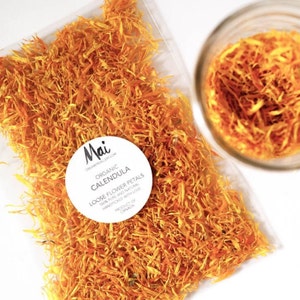 Organic Calendula Flower Petals, or Dried Whole Flowers