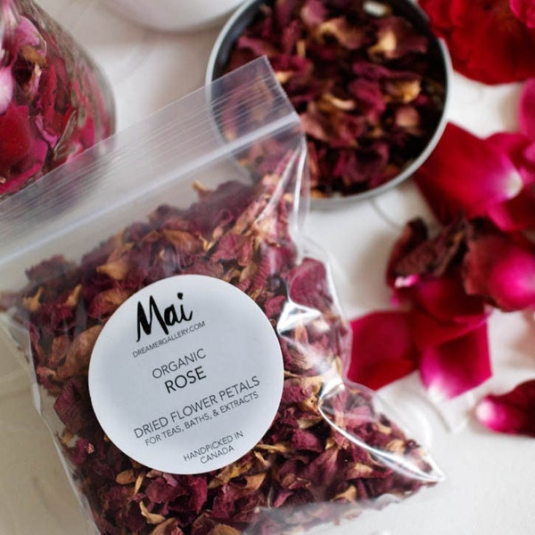 Organic Rose, Product of Canada, Dried Tea Rose Petals