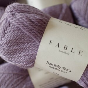 Purple 100 % Baby Alpaca Yarn, DK weight, 3/8 nm, color in Lavender, light purple, Fable Handknit image 2