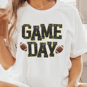 Football Game Day Faux Sequin DTF Transfer For Sports Mom School Mascot Direct to Film Transfer Ready to Press Sports Heat Transfer