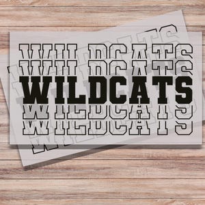 Wildcats DTF Print Wildcat School Mascot Direct to Film Transfer for School Sports Heat Transfer Ready to Press