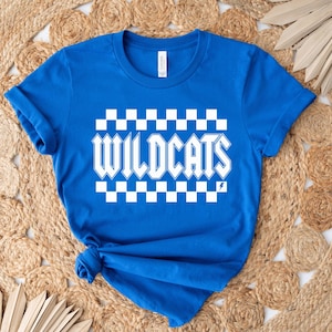 Wildcats DTF Print Checkered Board Wildcats School Mascot Direct to Film Transfer for School Sports Heat Transfer Ready to Press