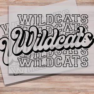 Wildcats School Mascot DTF Print Wildcat School Mascot Direct to Film Transfer for School Sports Heat Transfer Ready to Press