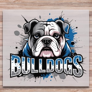Bulldogs DTF Print Blue Bulldogs Mascot for Sports Team Direct to Film Prints Ready to Press College Sports Transfer