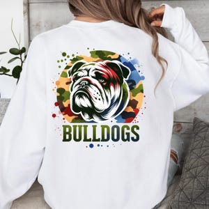 Bulldogs DTF Print Camo Bulldog School Mascot Direct to Film Transfer Ready to Press
