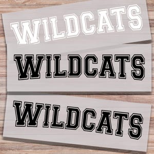 Wildcats DTF Print Varsity Wildcats School Mascot Direct to Film Transfer for School Sports Heat Transfer Ready to Press