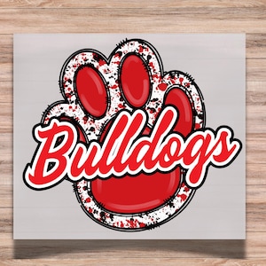 Bulldogs DTF Print Bulldogs Paw Print School Mascot Direct to Film Transfer for School Sports Heat Transfer Ready to Press