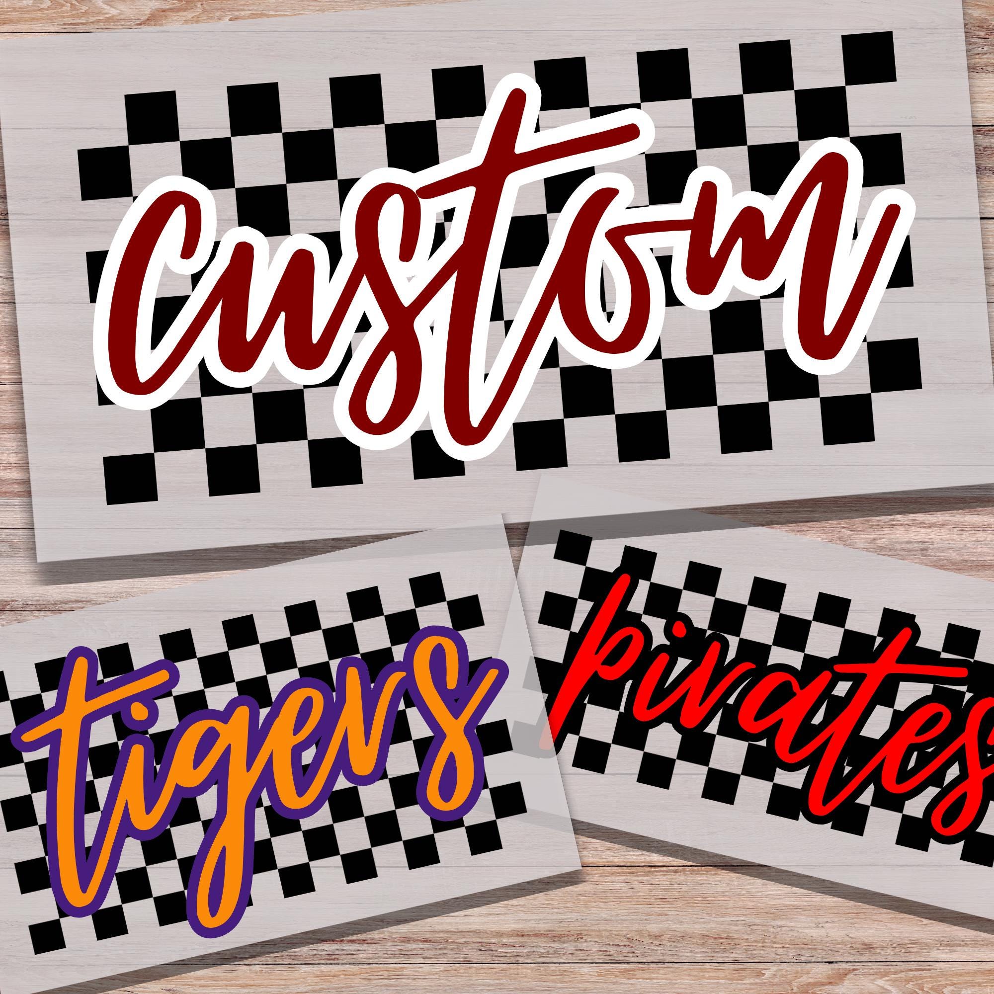 Custom School Mascot DTF Print Checkerboard School Sports Custom Direct to Film Transfer Team Sports Heat Transfer Ready