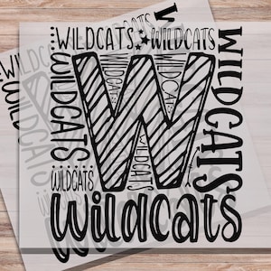 Wildcats School Mascot DTF Print Wildcat School Mascot Direct to Film Transfer for School Sports Heat Transfer Ready to Press