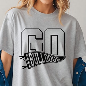 Go Bulldogs DTF Print Bulldog Pennant Mascot Direct to Film Transfer Ready to Press