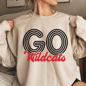 Go Wildcats DTF Print Wildcat School Mascot Direct to Film Transfer for School Sports Heat Transfer Ready to Press