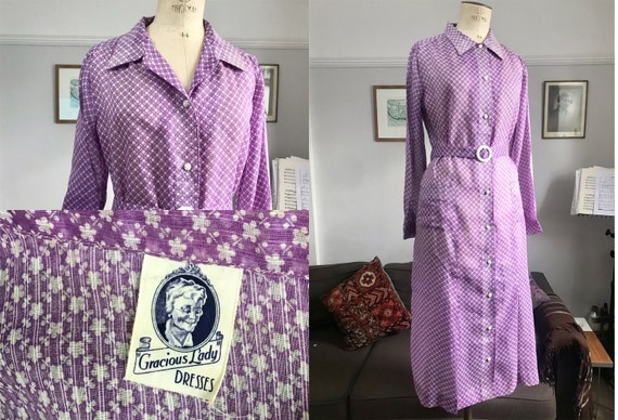 1930s VOLUP Lilac Cotton Voile shirt dress with ma