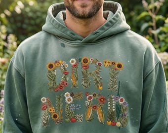 Moletom com capuz Dirt Nerd, estilo destroyed e desbotado pelo sol, moletom para jardinagem, streetwear casual.