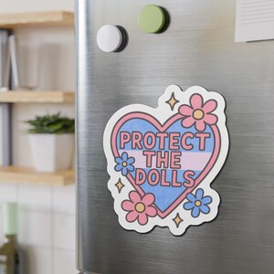Die-Cut Magnets, Trans Rights Ally Protect The Dolls, LGBT Pride Fridge Magnets, LGBTQ Support Accessories, Rainbow Magnet Set, LGBT Rights