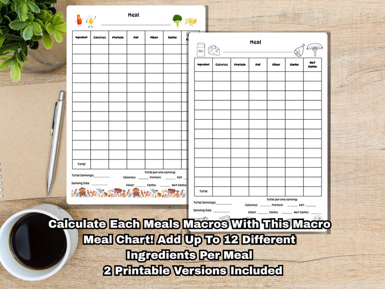 Food Journal Printable: Daily Log, Meal Planner, Weight Tracker ...