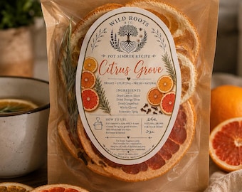 Popurrí Citrus Grove Simmer / Mezcla de naranja, limón y pomelo deshidratados (fragancia natural para el hogar)