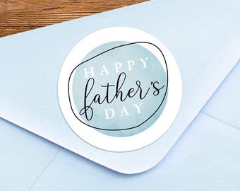 Stickers - Happy Father's Day Fancy Gift Tag Sticker Label - 1.625" Circles (24 Stickers Per Sheet) OR 3" Circles (6 Per Sheet) Matte Finish
