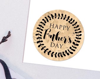 Stickers - Happy Father's Day Vintage Style Gift Labels - 1.625" Circles (24 Stickers Per Sheet) OR 3" Circles (6 Per Sheet) Matte Finish