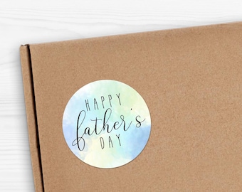 Stickers - Happy Father's Day Fancy Gift Tag Sticker Label - 1.625" Circles (24 Stickers Per Sheet) OR 3" Circles (6 Per Sheet) Matte Finish