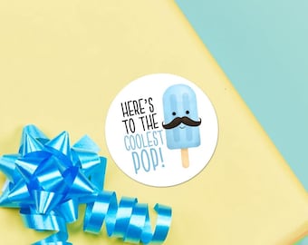 Stickers - Happy Father's Day Food Puns Gift Tag Labels - 1.625" Circles (24 Stickers Per Sheet) OR 3" Circles (6 Per Sheet) Matte Finish