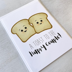 Greeting Card - A Toast To The Happy Couple Congratulations Funny Wedding Engagement - 5x7 Folded Cards With A7 Envelope & Inside Message