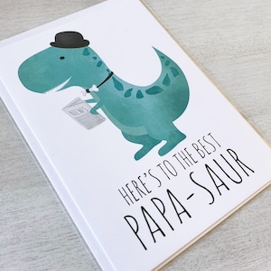 Carte de voeux - Bonne fête des pères - Cartes de jeu de mots drôles Dino, papa, papa-saure, dinosaure - 5 x 7 cartes pliées avec enveloppe A7 et message à l'intérieur