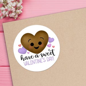 Stickers - Have A Sweet Valentine&#39;s Day Cookie Heart - 1.625&quot; Circles (24 Stickers Per Sheet) OR 3&quot; Circles (6 Per Sheet), Matte Finish