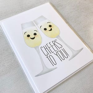 Greeting Card - Congratulations Funny Wedding Engagement Shower Cheers To You Pun - 5x7 Folded Cards With A7 Envelope & Inside Message