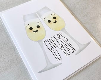 Greeting Card - Congratulations Funny Wedding Engagement Shower Cheers To You Pun - 5x7 Folded Cards With A7 Envelope & Inside Message