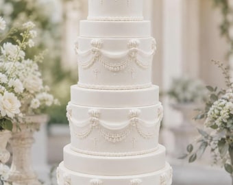 Lambeth Cake Separator White, Decorative Pillar Cake Spacer for Vintage & Wedding Cakes, Faux Fluted Cake Tier Riser