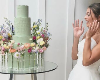 Couronne florale pour gâteau – présentoir à fleurs – support floral mariage – décoration gâteau fleurs fraîches – stand unique