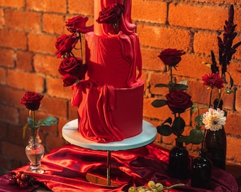 Séparateur à gâteau drapé - Étage sculpté pour gâteau de mariage - Faux espaceur pour gâteau - Socle à gâteau drapé