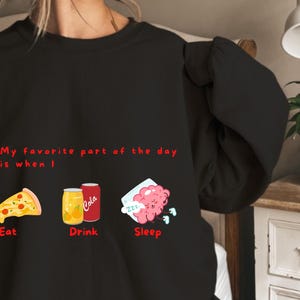Foodie Graphic Crewneck Sweatshirt, Pizza & Cola Lover Gift, Brain Sleep Design, Unisex Jumper, Food Lover Apparel, Funny Graphic Pullover,