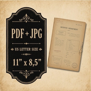 Printbare set voor een archief-junkjournal | Vintage archiefdocumenten en efemera | Dubbele pagina's, binnenpagina's, grootboekpapier, digitale download afbeelding 8