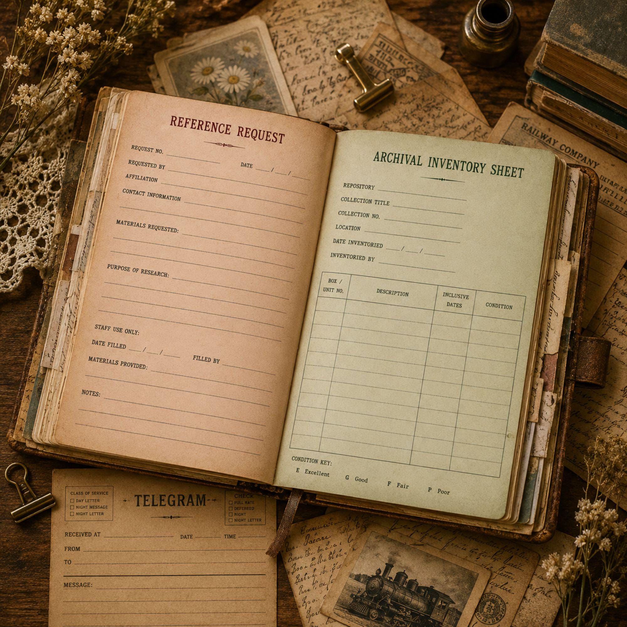 Junk Journal Kit Printable Archive | Vintage Archivist Papers | Blank ...