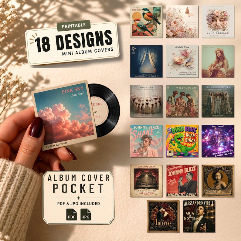 Printable Mini Lp Covers Mini Album Cover Tags Printable, Junk Journal Ephemera, Vintage Vinyl ...