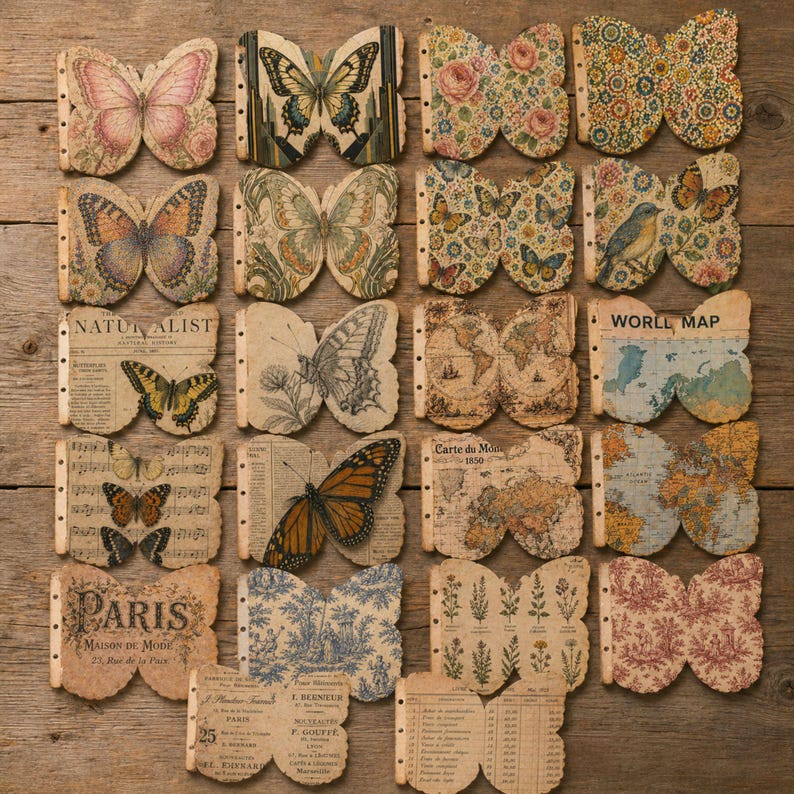 Butterfly Junk Journal Kit Printable, Vintage Ephemera, Scrapbook Paper ...