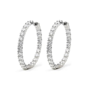 925 Sterling Silver D Color VVS1 Moissanite Inside Outside 40mm Hoop Earrings For Women/Wedding Birthday Anniversary Gift