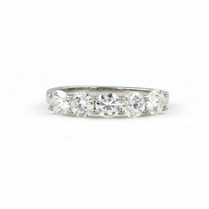 925 Sterling Silver  D Color VVS 1.5Ctw. Five Stone Moissanite Wedding Band Ring/Anniversary Birthday Gifts