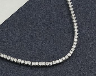 2-6mm VVS1 Moissanite sterling silver tennis chain and bracelet, Diamond tennis necklace, Iced out chain, Anniversary gift for him or her
